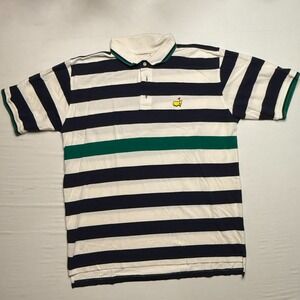 The Masters Augusta Slazenger Polo Mens XL Navy‎ Green White Stripe Cotton VTG
